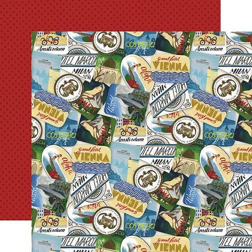 Scenic Route Collection Travel Stickers 12 x 12 Double-Sided Scrapbook Paper by Echo Park Paper - Scrapbook Supply Companies