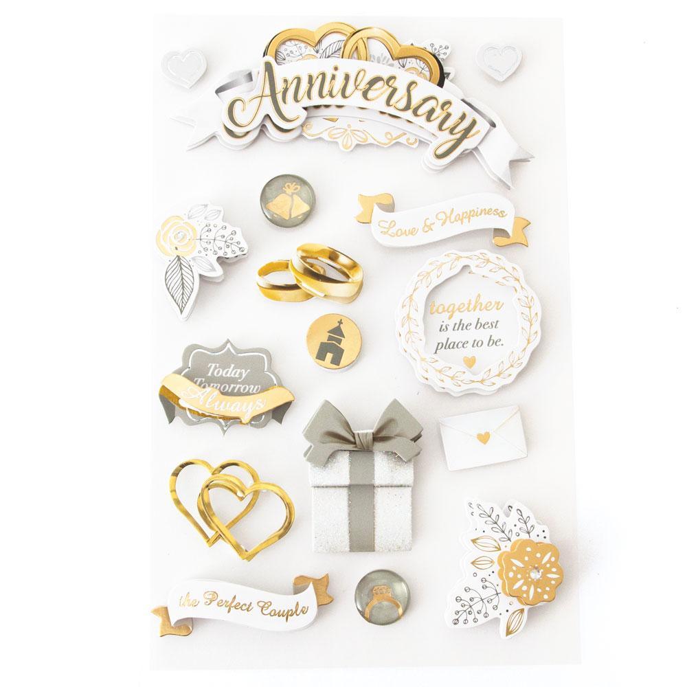Wedding Day Collection Anniversary 5 x 7 Glitter 3D Scrapbook Embellishment by Paper House Productions - Scrapbook Supply Companies