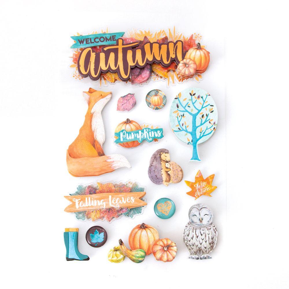 Fall Collection Welcome Autumn 5 x 7 Glitter 3D Scrapbook Embellishment by Paper House Productions - Scrapbook Supply Companies