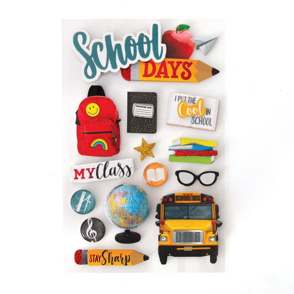 School Collection School Days 5 x 7 Glitter 3D Scrapbook Embellishment by Paper House Productions - Scrapbook Supply Companies