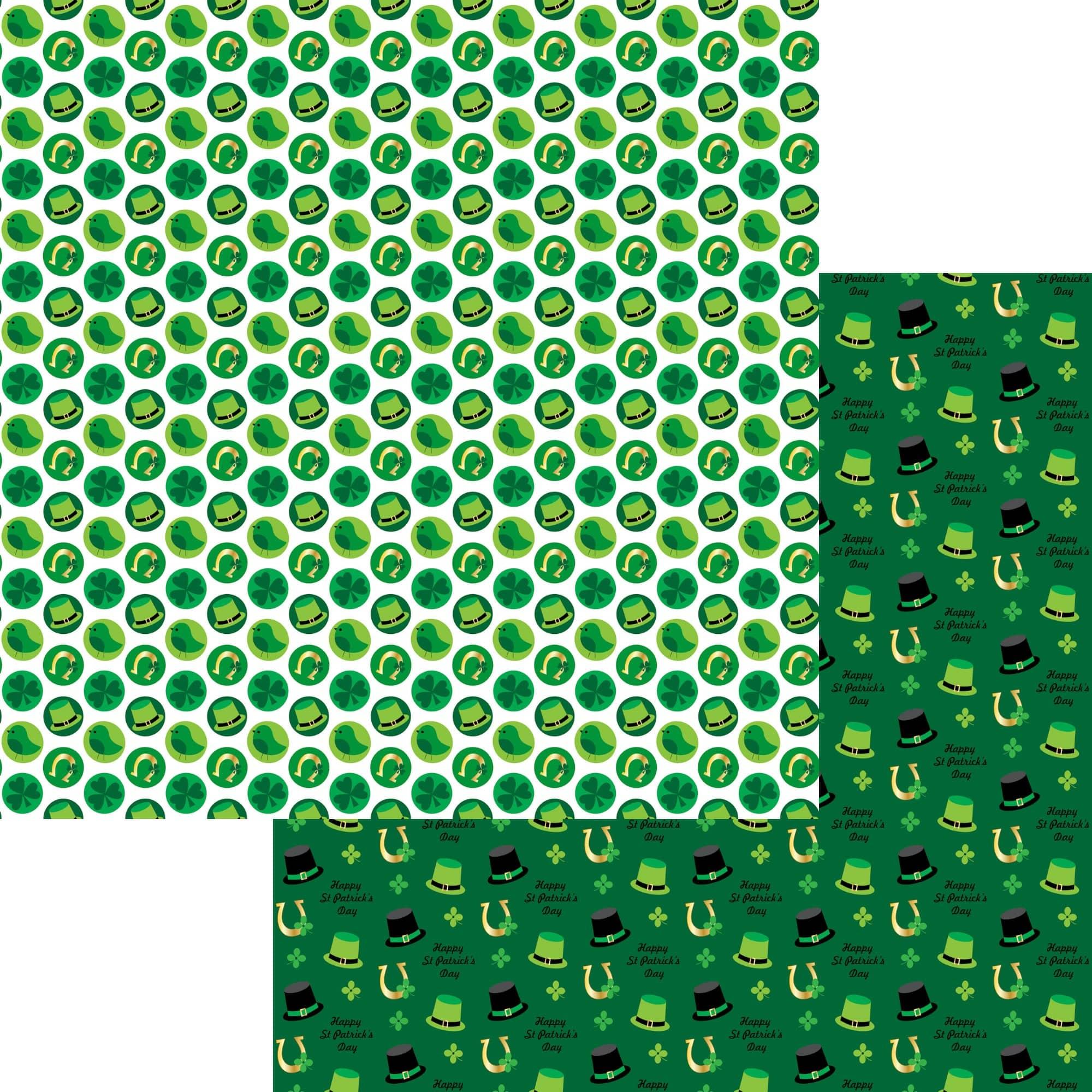 St. Pat's Traditional Collection Happy St. Patrick's Day 12 x 12 Double-Sided Scrapbook Paper by SSC Designs