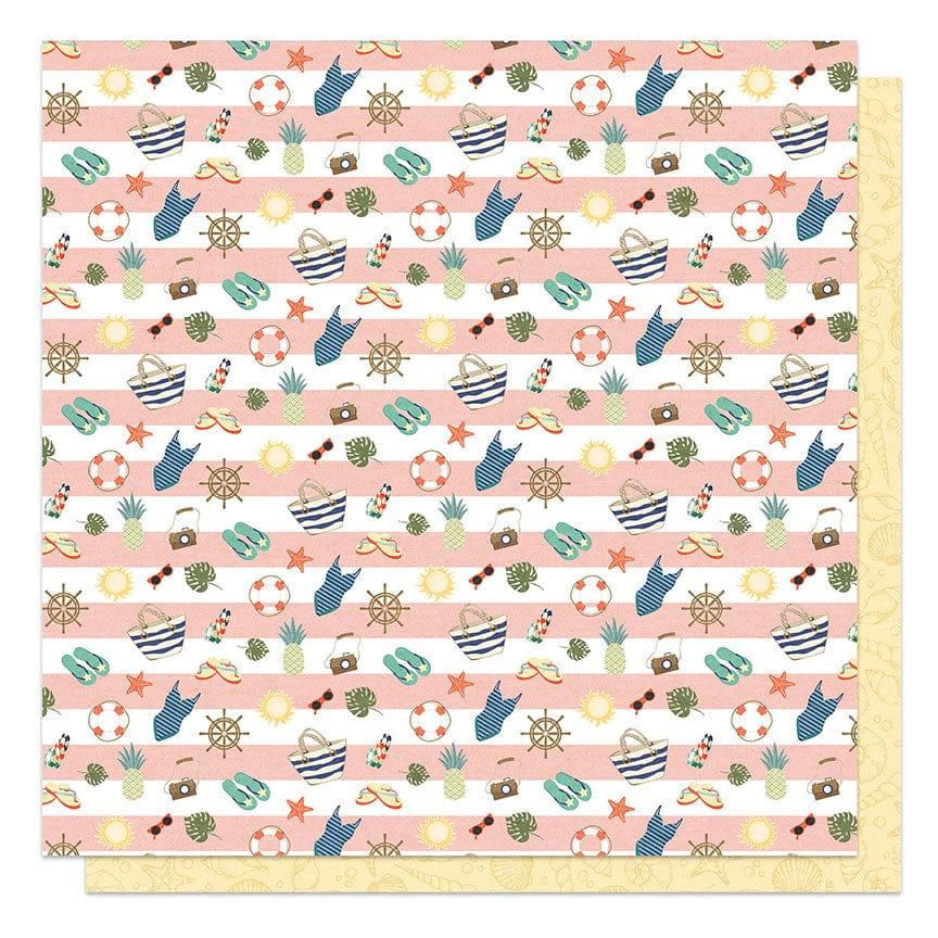 Ship To Shore Collection Pack Your Bags 12 x 12 Double-Sided Scrapbook Paper by Photo Play Paper
