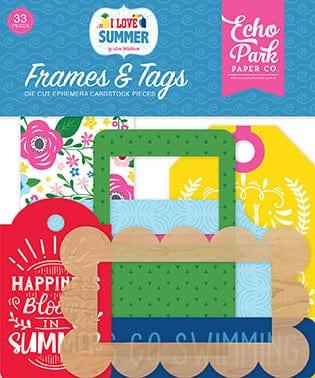 I Love Summer Collection 5 x 5 Frames & Tags Die Cut Scrapbook Embellishments by Echo Park Paper - Scrapbook Supply Companies
