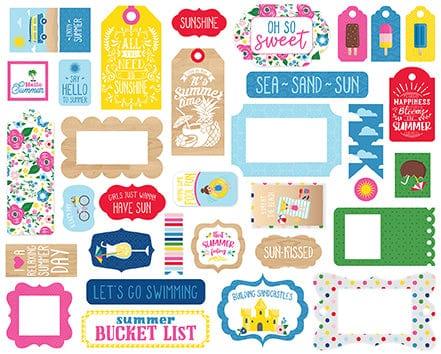 I Love Summer Collection 5 x 5 Frames & Tags Die Cut Scrapbook Embellishments by Echo Park Paper - Scrapbook Supply Companies