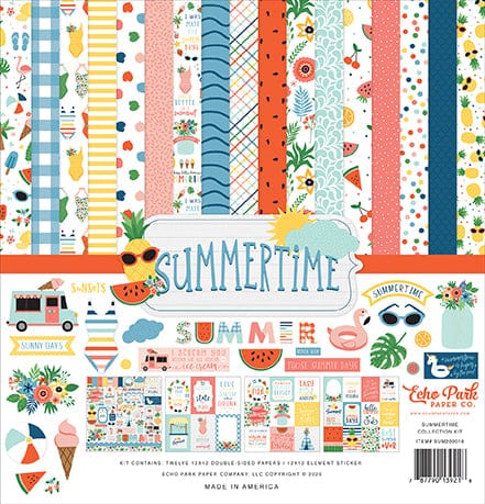Summertime Scrapbook Paper & Sticker Collection Kit by Echo Park Paper - 13 Pieces