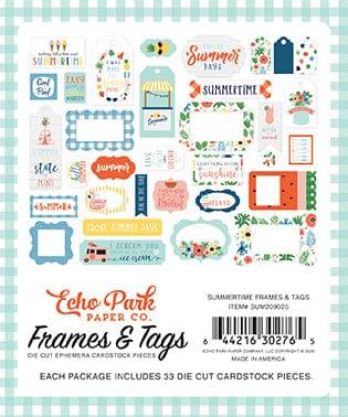 Summertime Collection 5 x 5 Frames & Tags Die Cut Scrapbook Embellishments by Echo Park Paper - Scrapbook Supply Companies