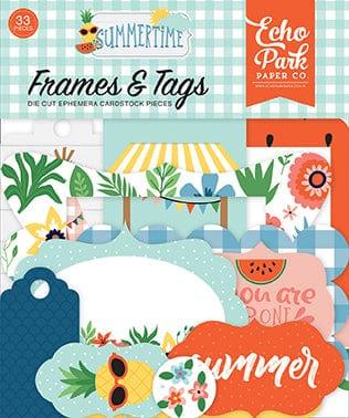 Summertime Collection 5 x 5 Frames & Tags Die Cut Scrapbook Embellishments by Echo Park Paper - Scrapbook Supply Companies