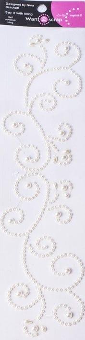 Say It With Bling Collection Couture Swirls White Pearl Self-Adhesive Scrapbook Bling by Want 2 Scrap - Scrapbook Supply Companies