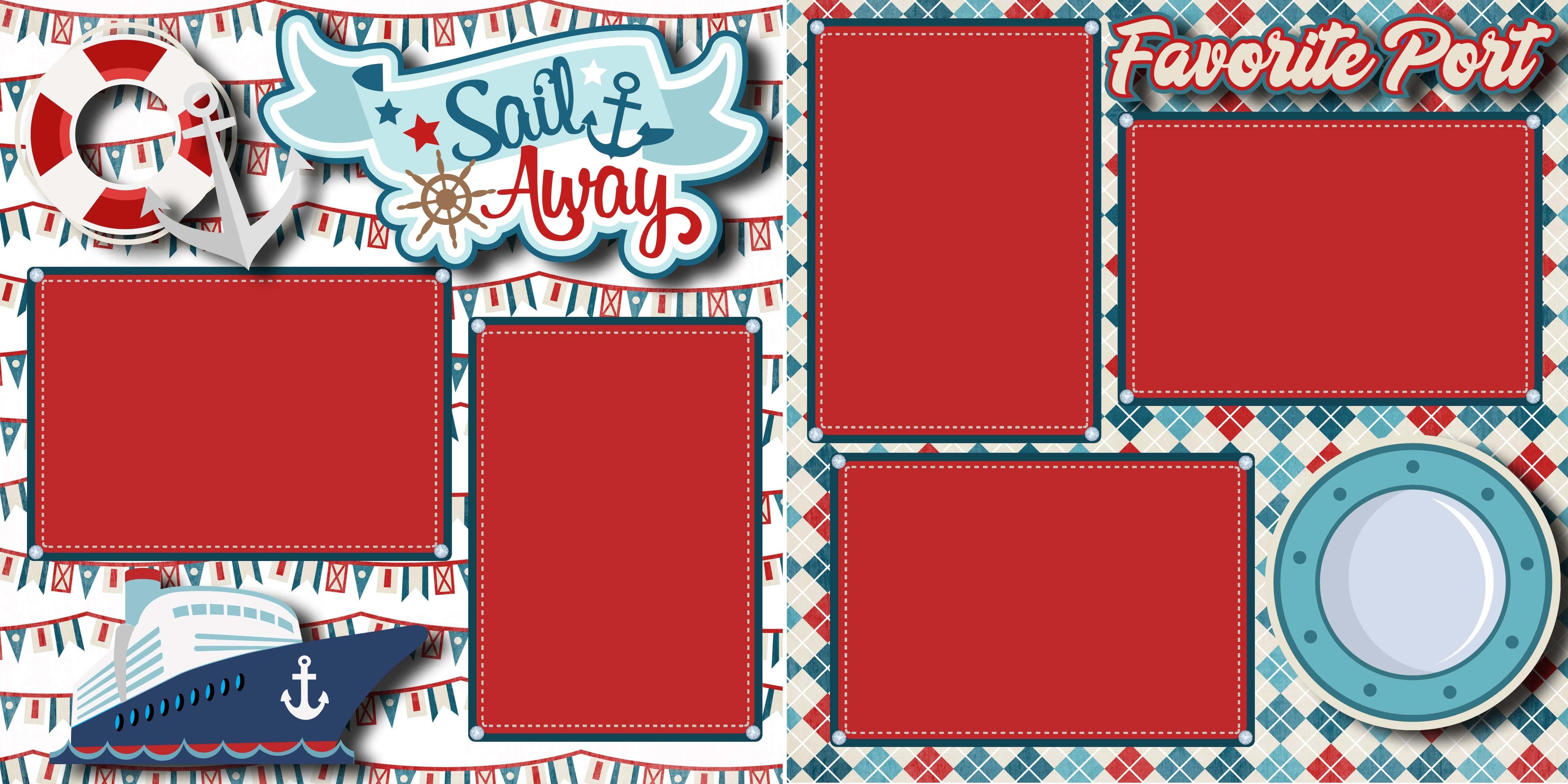 Sail Away (2) - 12 x 12 Premade, Printed Scrapbook Pages by SSC Designs