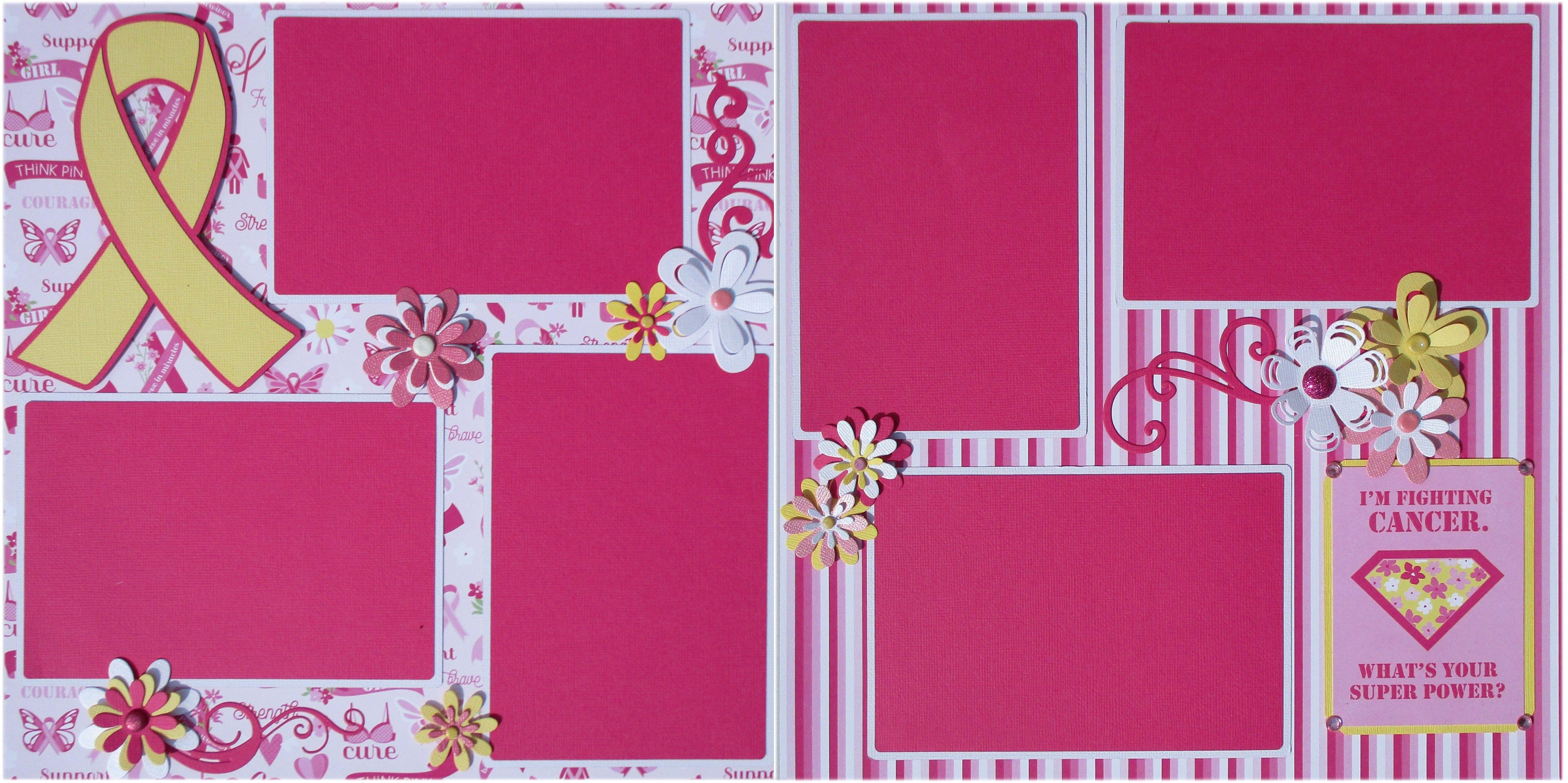 Operation: Save 2nd Base Breast Cancer Awareness 2- 12 x 12 Page Fully-Assembled & Hand-Embellished 3D Scrapbook Premades by SSC Designs