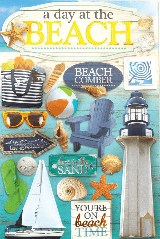 A Day At The Beach 5 x 7 3D Foil Scrapbook Embellishment by Paper House Productions
