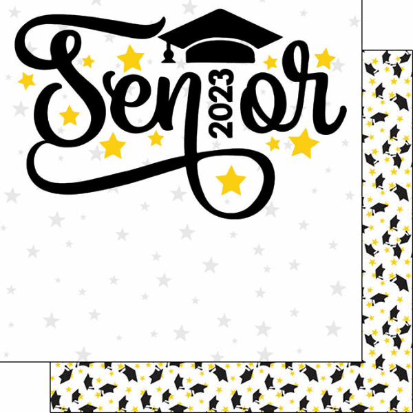 Graduation Stars Collection Senior 2023 12 x 12 Double-Sided Scrapbook Paper by Scrapbook Customs