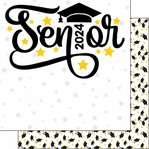 Graduation Stars Collection Senior 2024 12 x 12 Double-Sided Scrapbook Paper by Scrapbook Customs