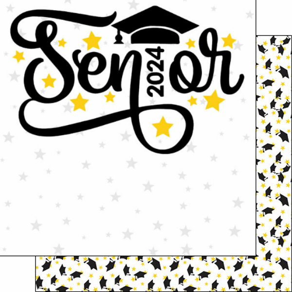 Graduation Stars Collection Senior 2024 12 x 12 Double-Sided Scrapbook Paper by Scrapbook Customs - Scrapbook Supply Companies