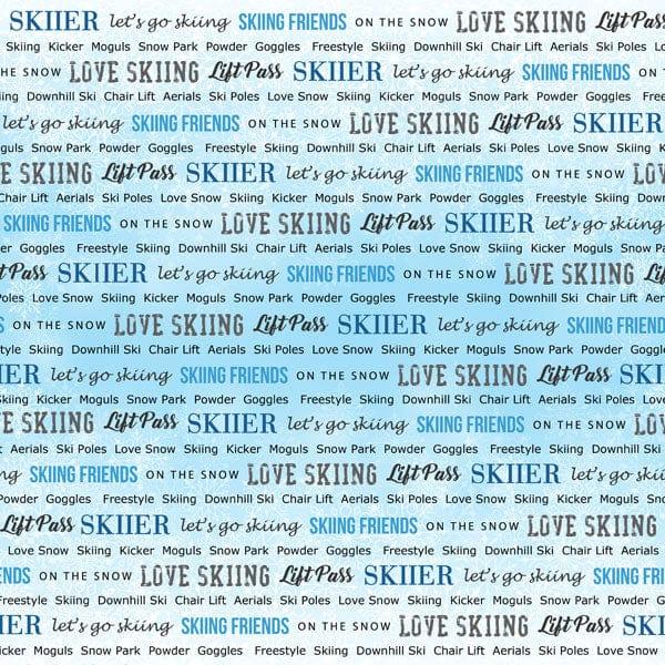 Winter Adventure Collection Skiing 12 x 12 Double-Sided Scrapbook Paper by Scrapbook Customs - Scrapbook Supply Companies