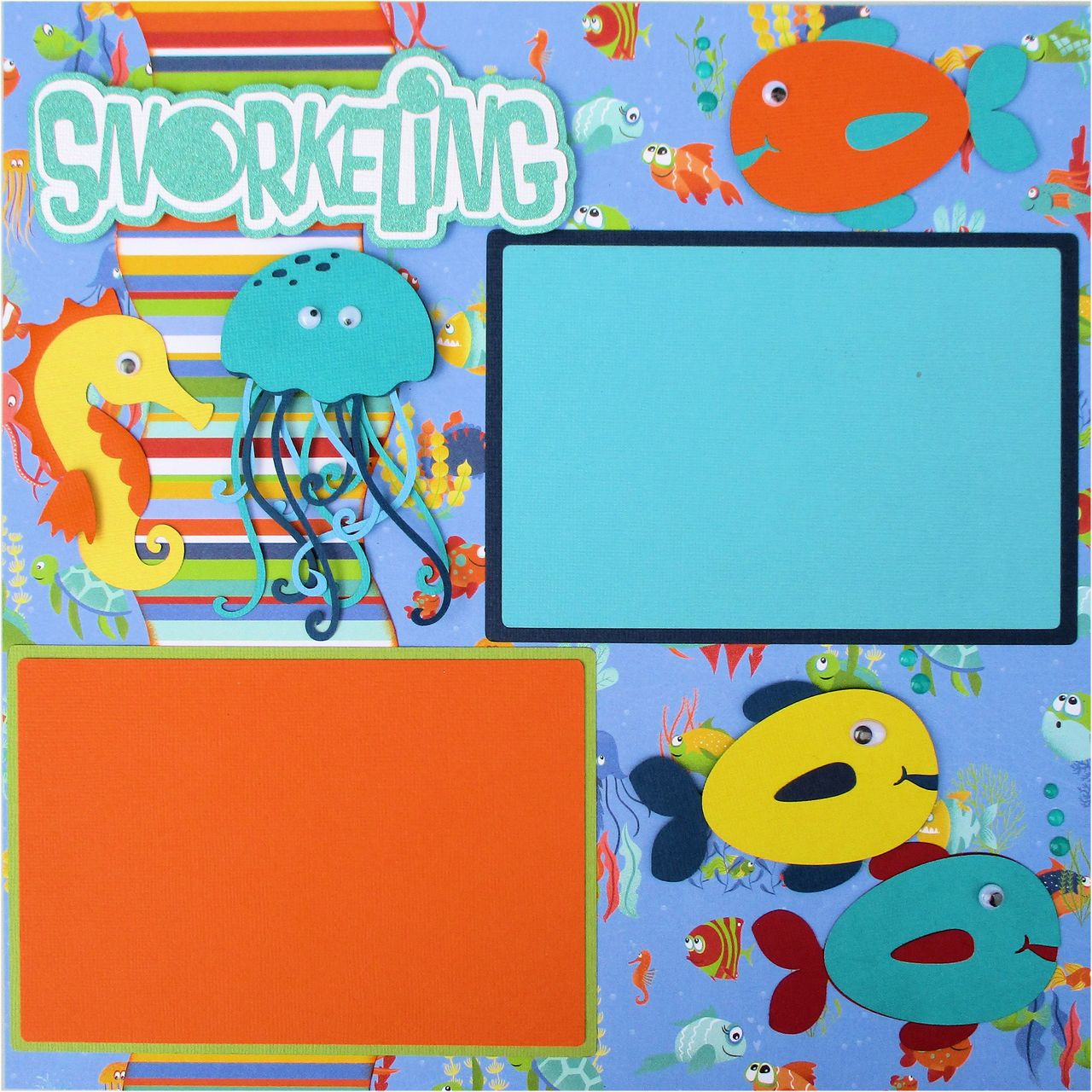 Fish Tales Snorkeling Pre-Made Embellished Two-Page 12 x 12 Scrapbook Premade by SSC Designs