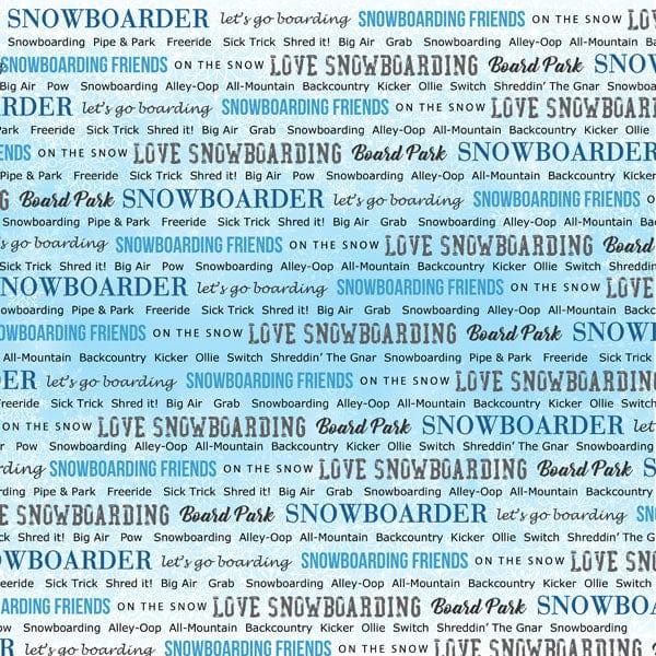 Winter Adventure Collection Snowboarding 12 x 12 Double-Sided Scrapbook Paper by Scrapbook Customs - Scrapbook Supply Companies