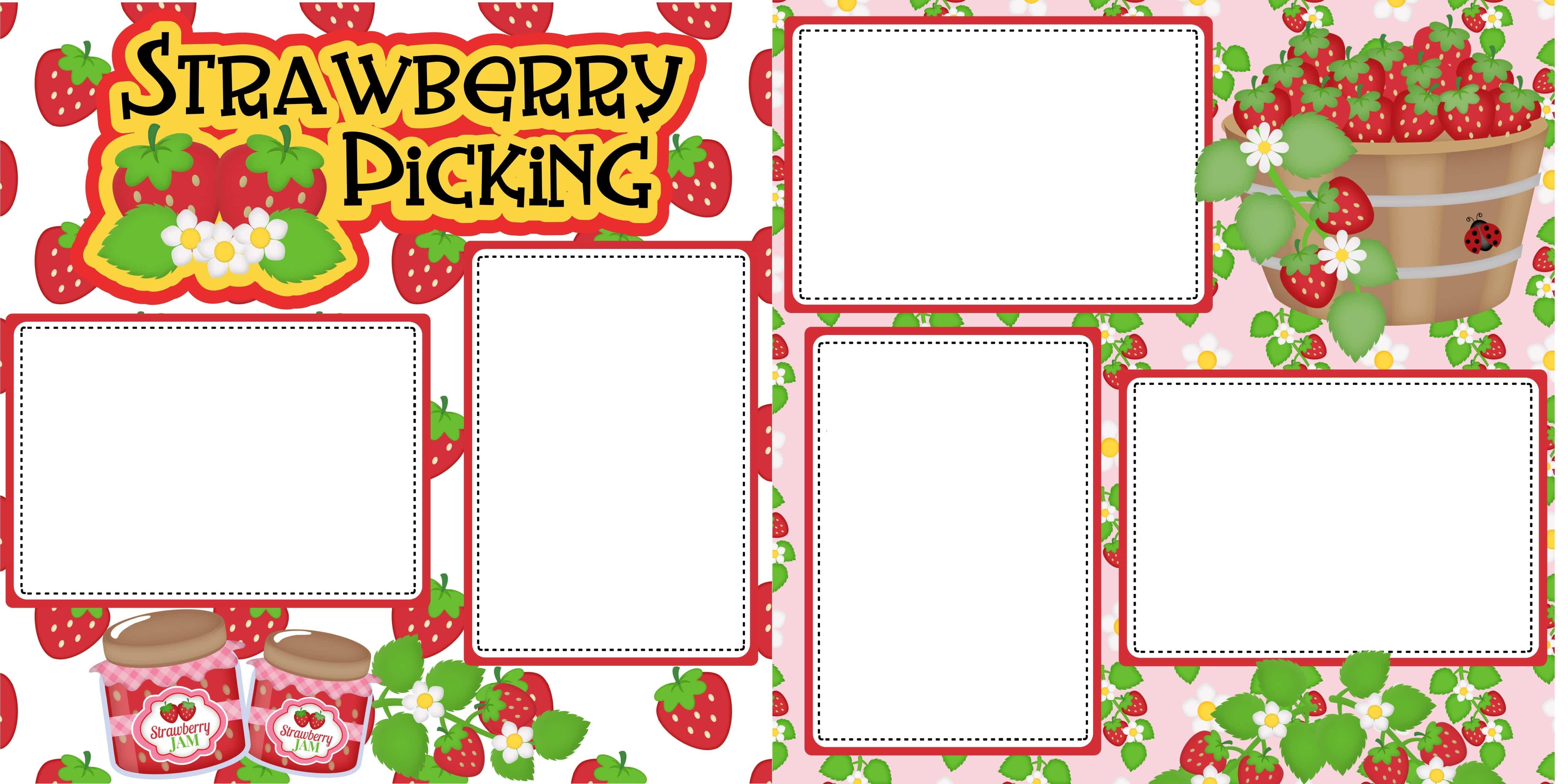 Picking Strawberries (2) - 12 x 12 Premade, Printed Scrapbook Pages by SSC Designs