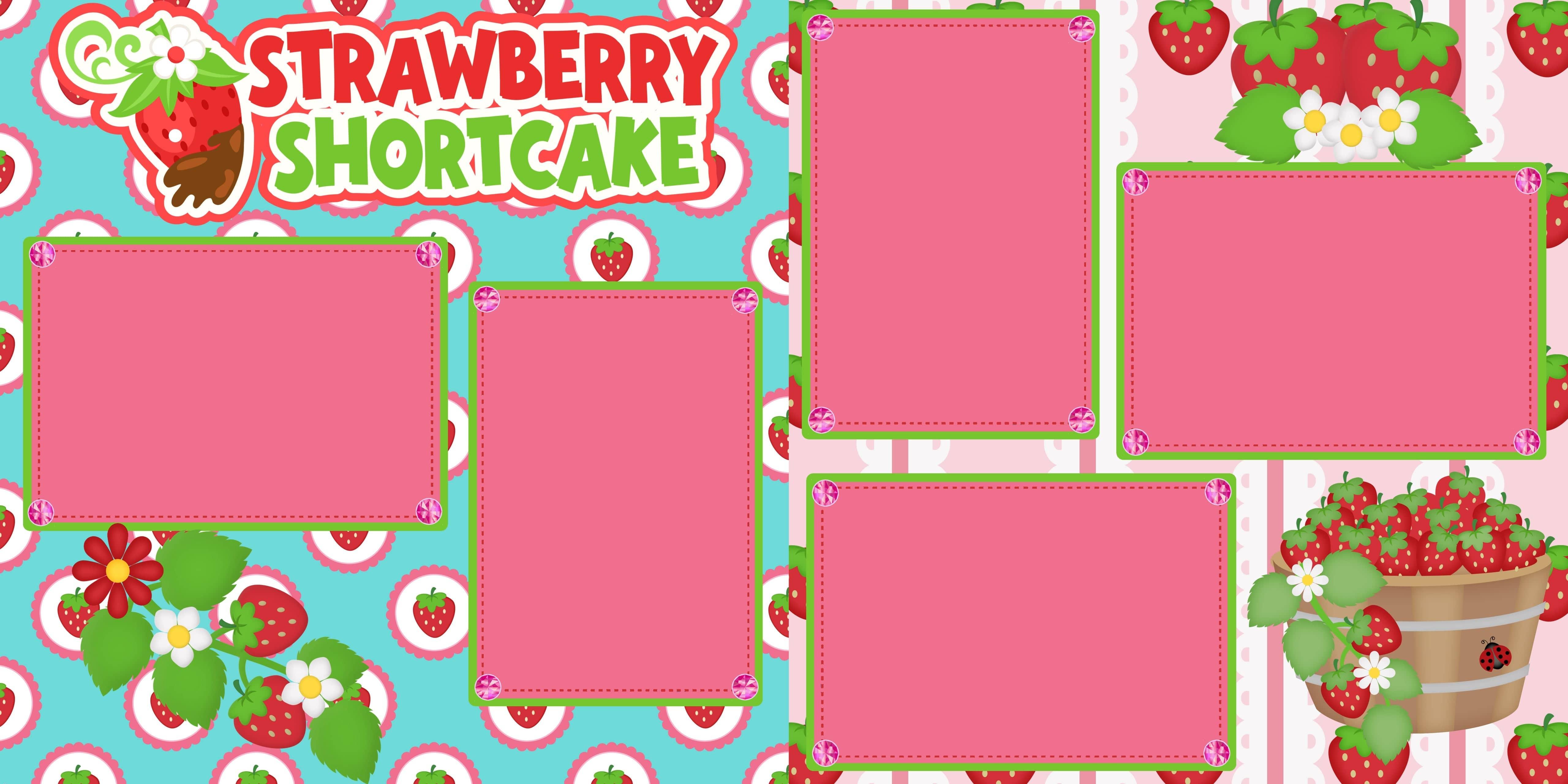 Strawberry Shortcake (2) - 12 x 12 Premade, Printed Scrapbook Pages by SSC Designs