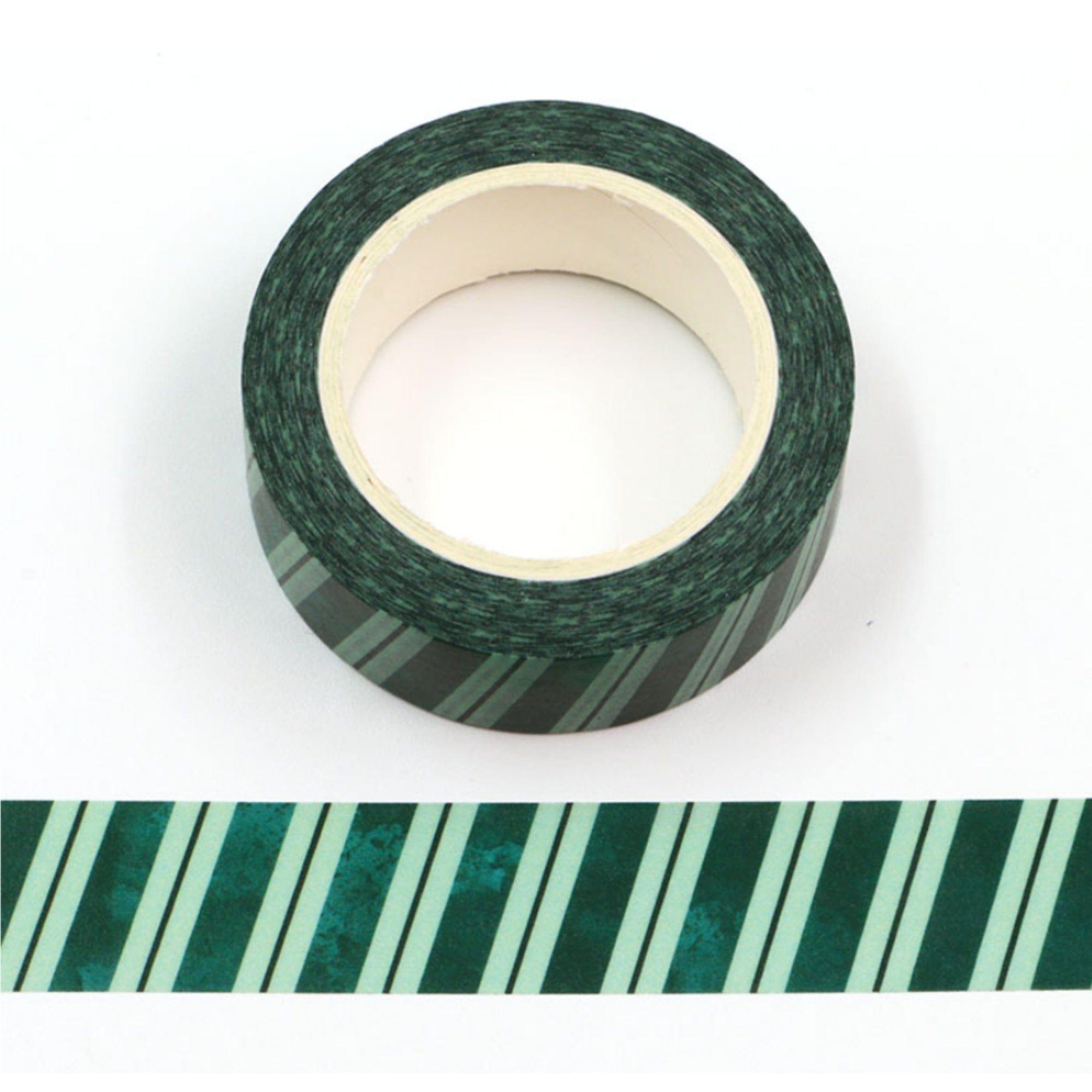 TW Collection Green Diagonal Stripe Washi Tape by SSC Designs - 15mm x 30 Feet - Scrapbook Supply Companies