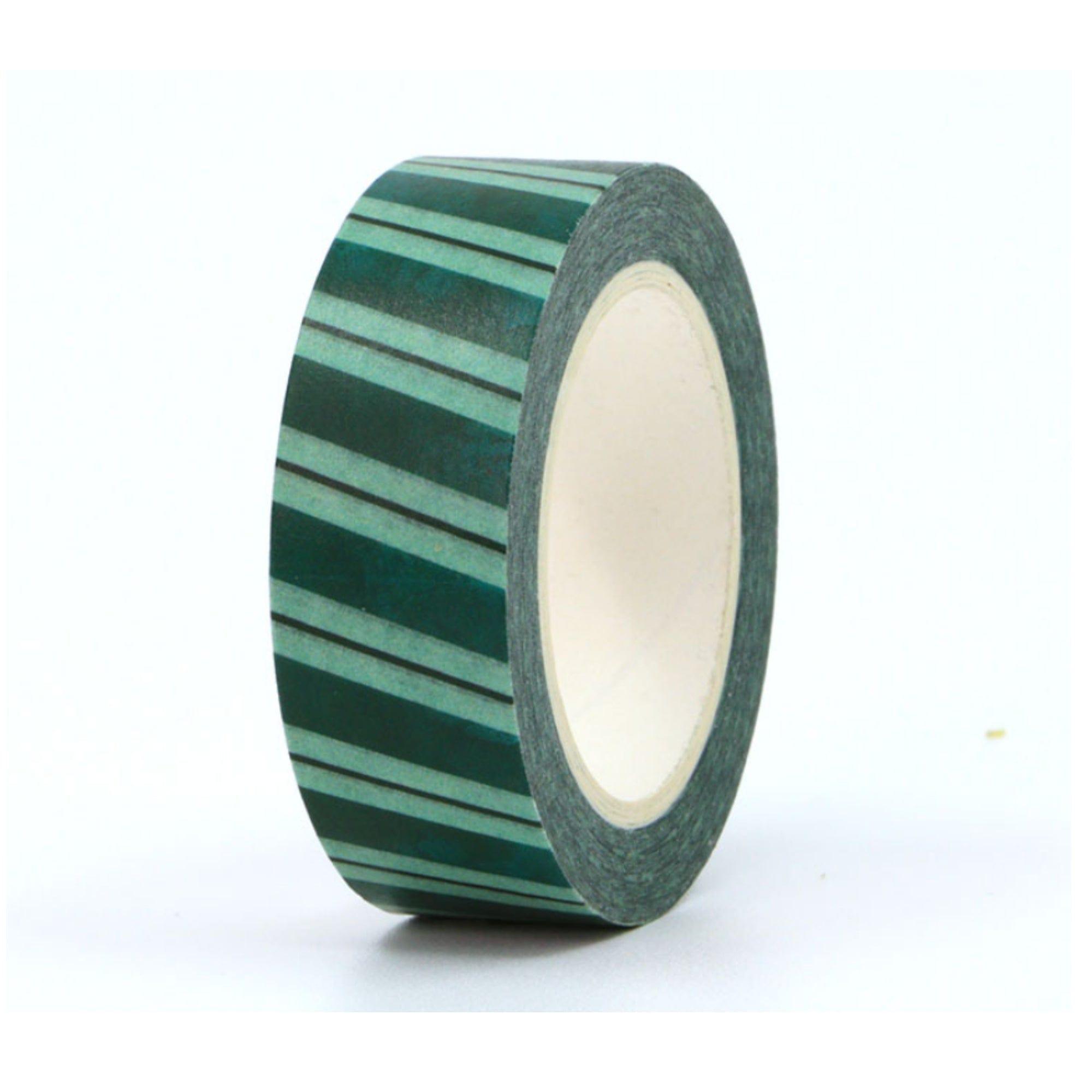 TW Collection Green Diagonal Stripe Washi Tape by SSC Designs - 15mm x 30 Feet - Scrapbook Supply Companies