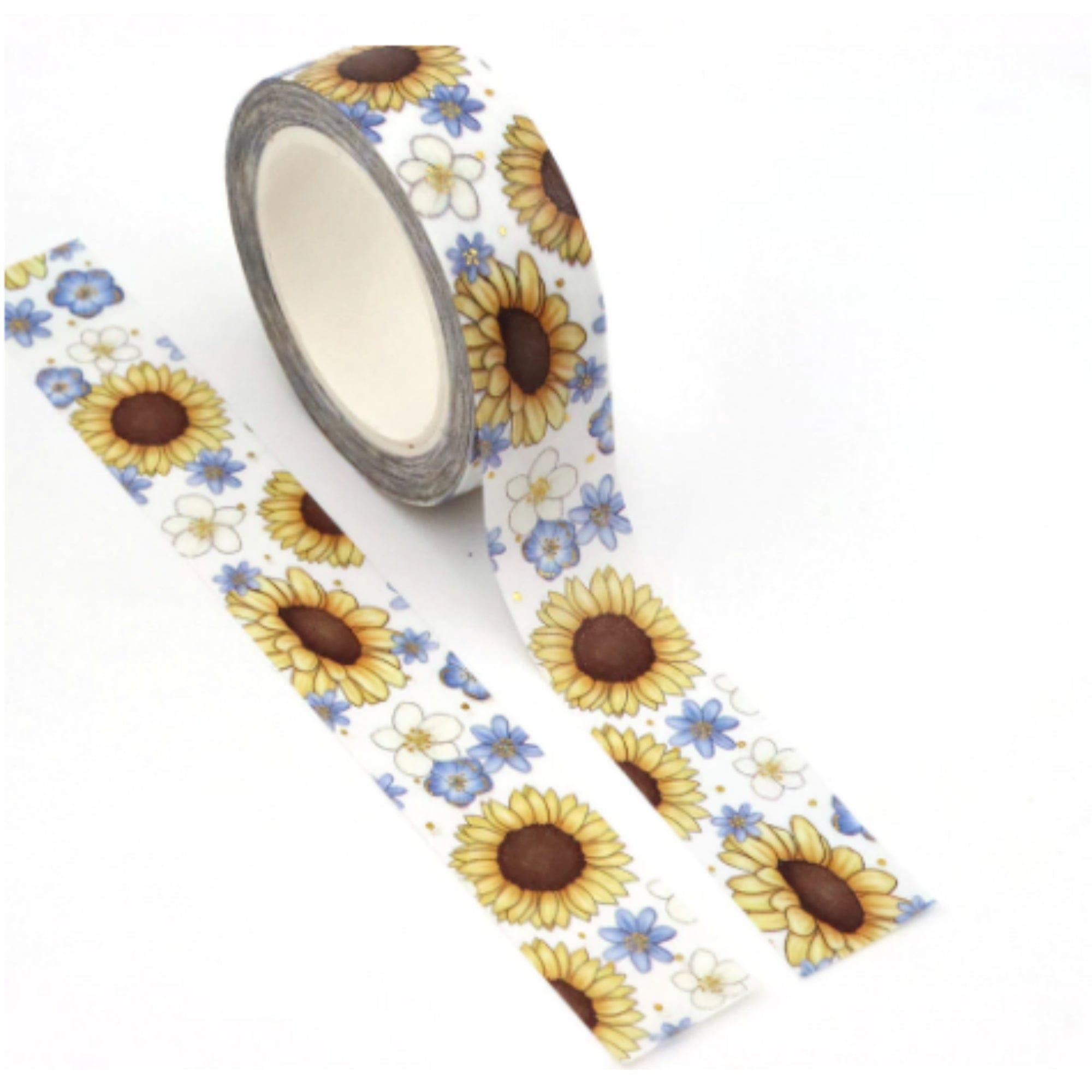 TW Collection Sunflowers Gold Foiled Scrapbook Washi Tape by SSC Designs - 15mm x 30 Feet - Scrapbook Supply Companies