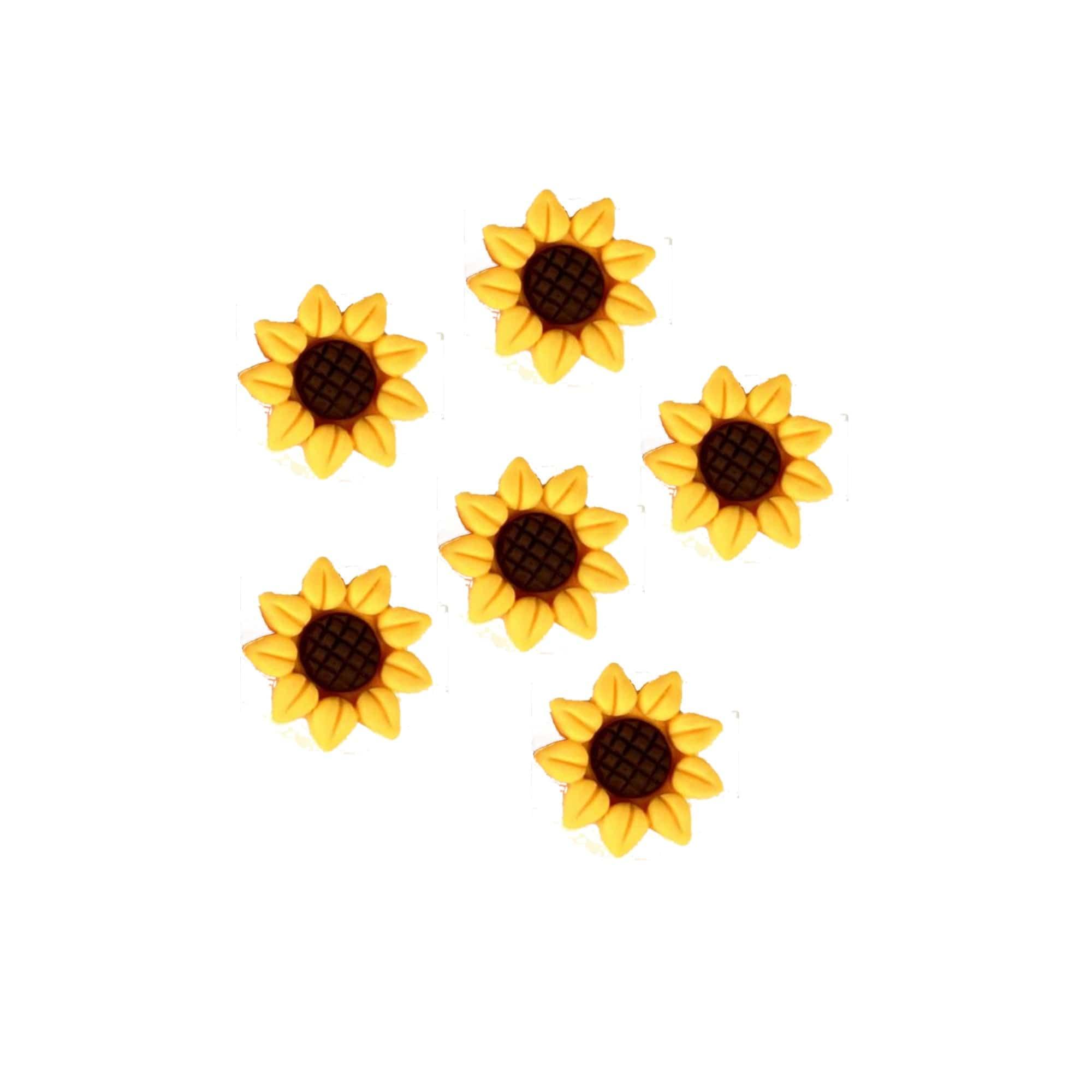 Flower Fun Collection Sunflower Flatback Scrapbook Buttons by SSC Designs - Pkg. of 6 - Scrapbook Supply Companies