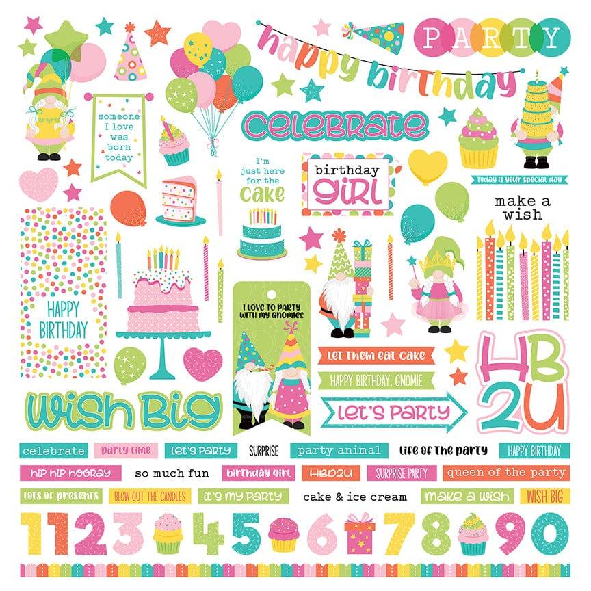 Tulla & Norbert's Birthday Collection Girl 12 x 12 Cardstock Scrapbook Sticker Sheet by Photo Play Paper - Scrapbook Supply Companies