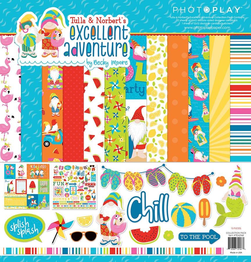Tulla & Norbert's Excellent Adventure Collection Pack by Photo Play Paper 13-Piece Collection-12 Papers, 1 Sticker - Scrapbook Supply Companies