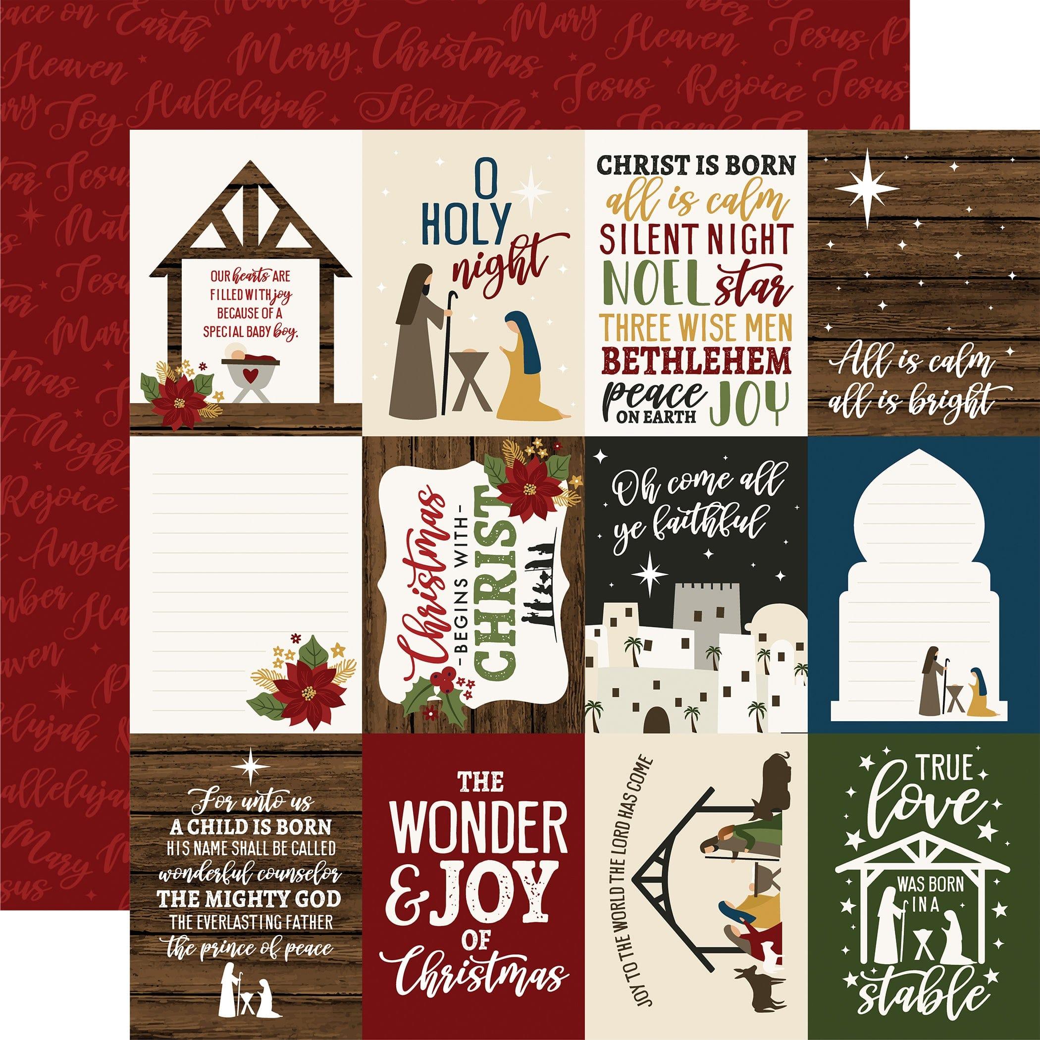 The First Noel Collection 3 x 4 Journaling Cards 12 x 12 Double-Sided Scrapbook Paper by Echo Park Paper - Scrapbook Supply Companies