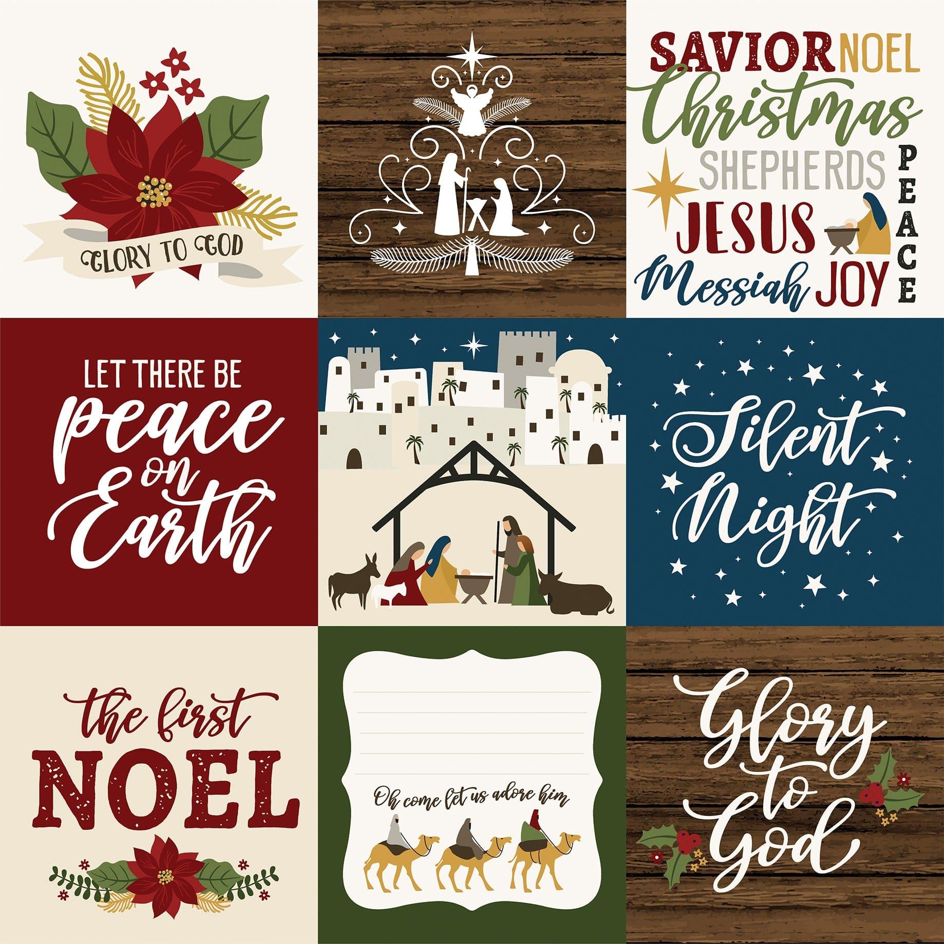 The First Noel Collection 4 x 4 Journaling Cards 12 x 12 Double-Sided Scrapbook Paper by Echo Park Paper - Scrapbook Supply Companies