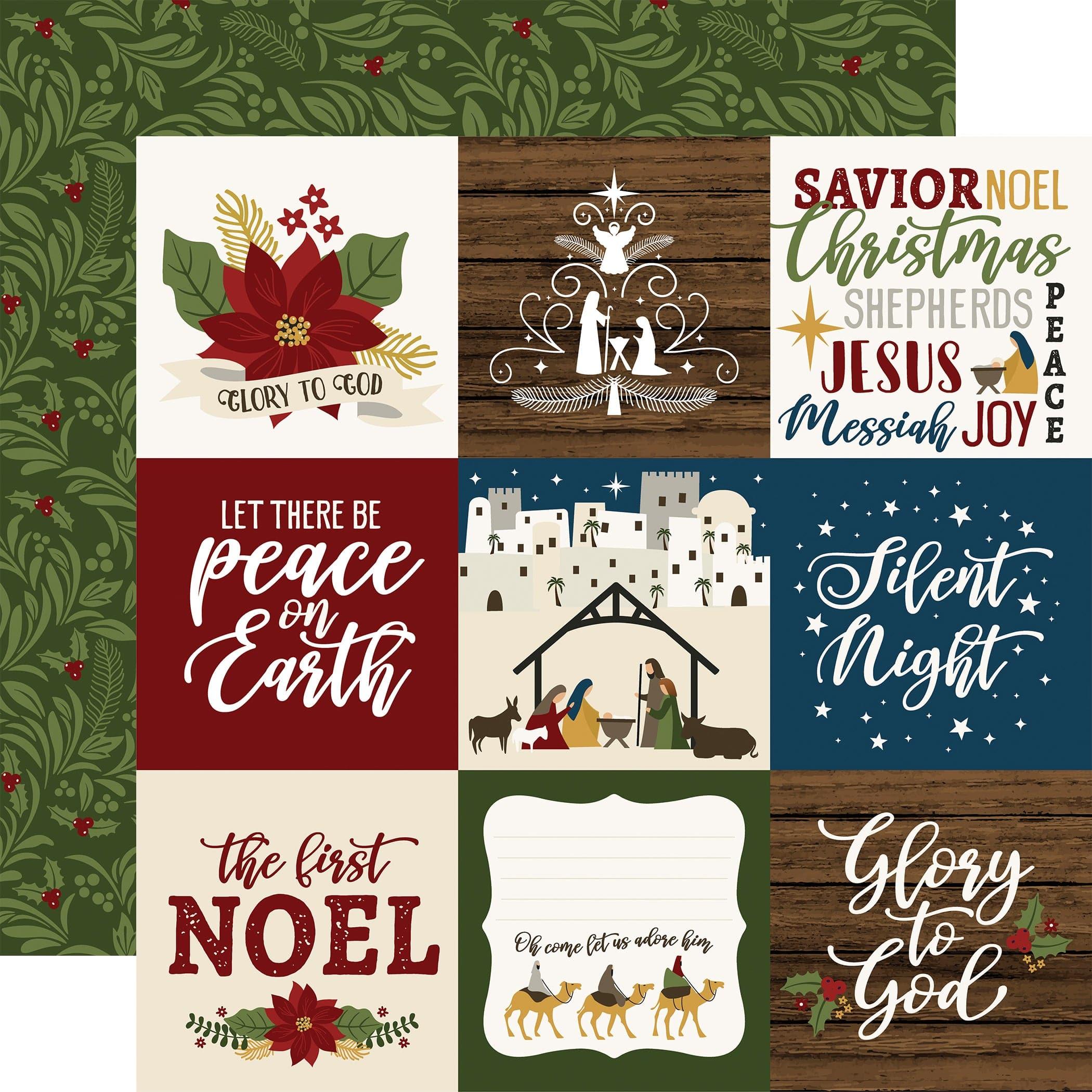 The First Noel Collection 4 x 4 Journaling Cards 12 x 12 Double-Sided Scrapbook Paper by Echo Park Paper - Scrapbook Supply Companies