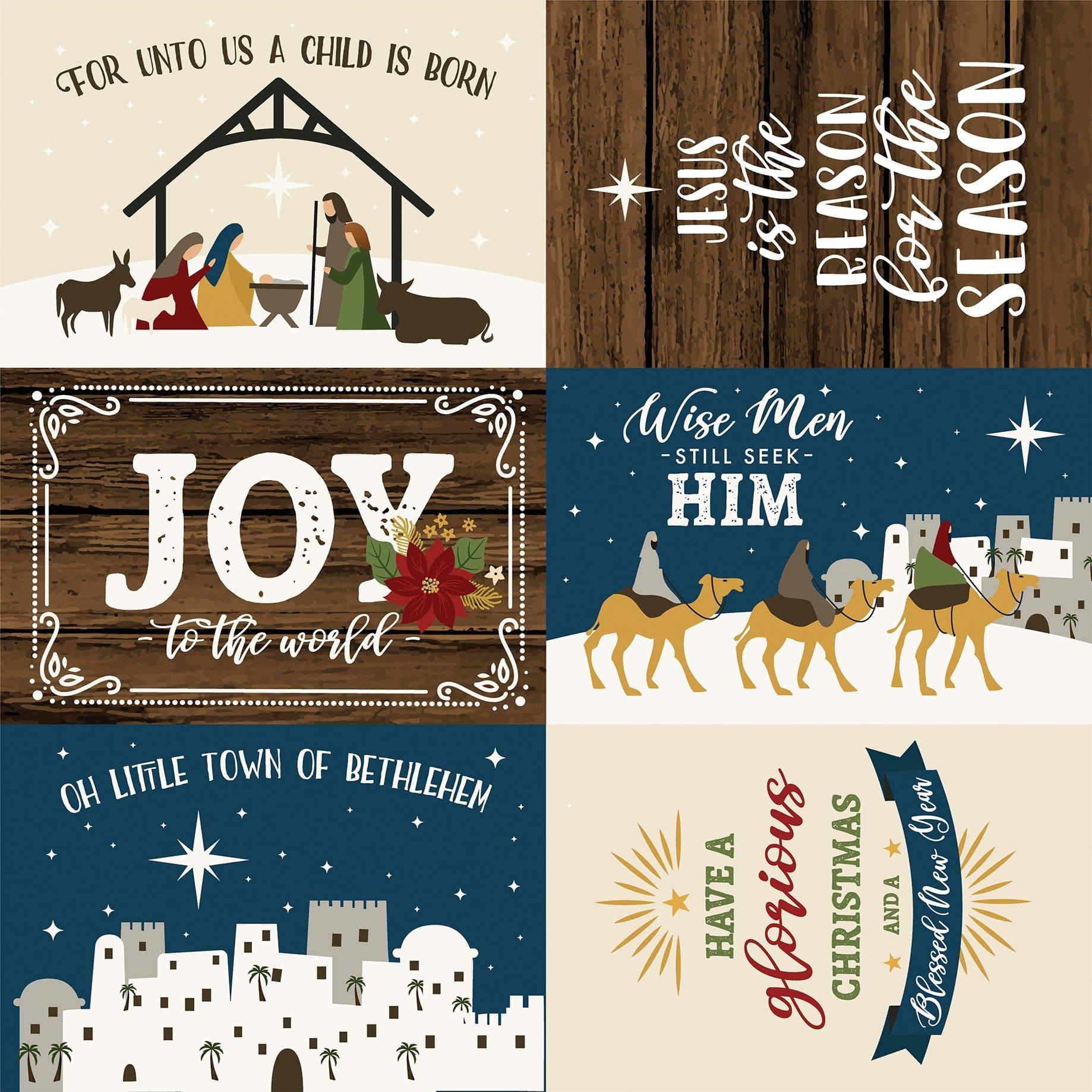 The First Noel Collection 6 x 4 Journaling Cards 12 x 12 Double-Sided Scrapbook Paper by Echo Park Paper - Scrapbook Supply Companies