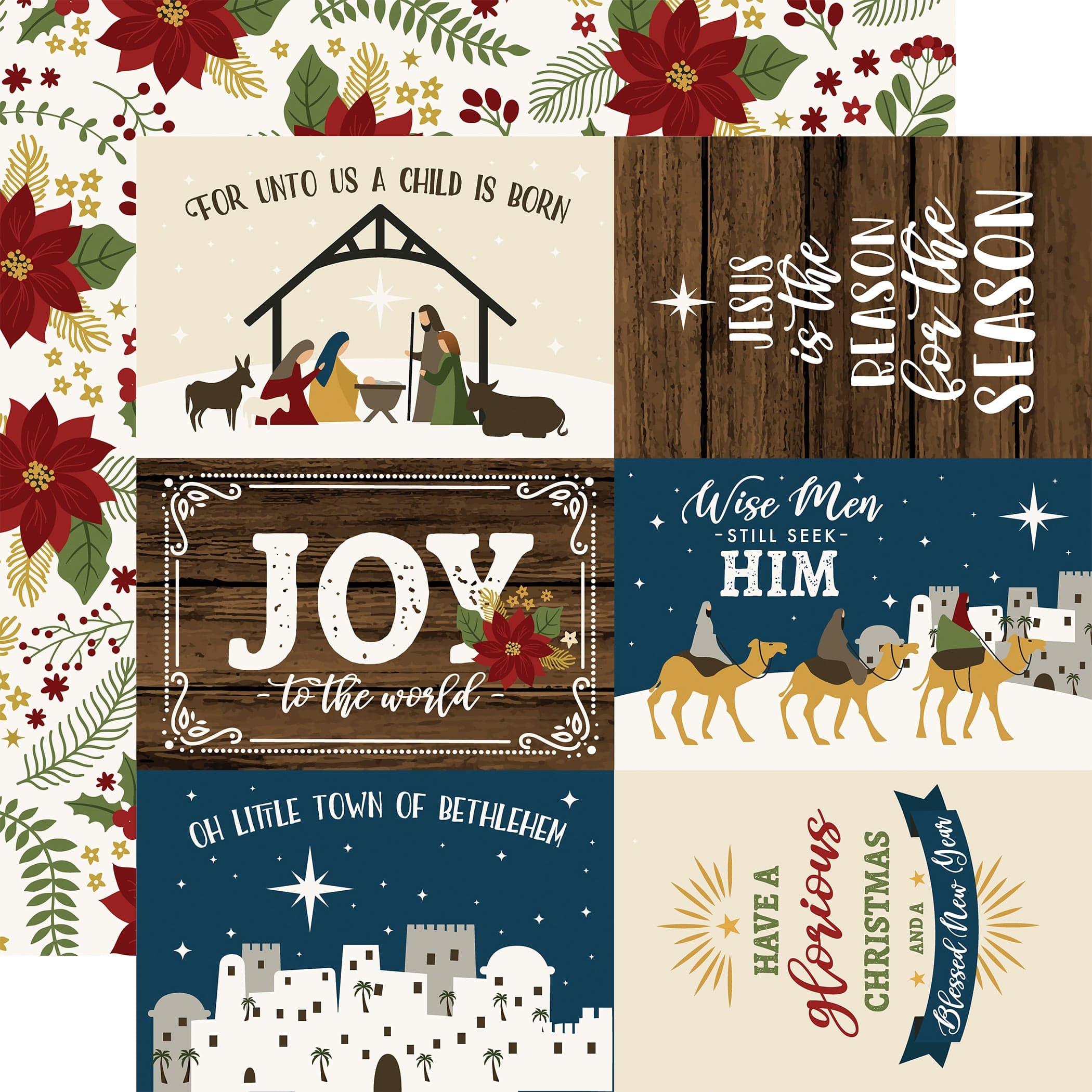 The First Noel Collection 6 x 4 Journaling Cards 12 x 12 Double-Sided Scrapbook Paper by Echo Park Paper - Scrapbook Supply Companies