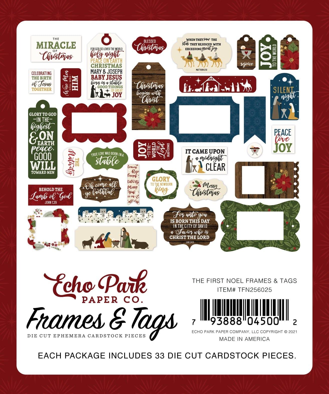 The First Noel Collection 5 x 5 Scrapbook Tags & Frames Die Cuts by Echo Park Paper - Scrapbook Supply Companies