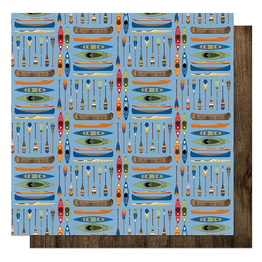 The Great Outdoors Collection Row Your Boat 12 x 12 Double-Sided Scrapbook Paper by Photo Play Paper - Scrapbook Supply Companies