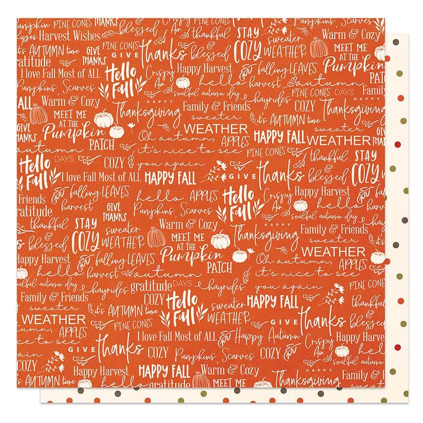 Thankful & Blessed Collection Hello Fall 12 x 12 Double-Sided Scrapbook Paper by Photo Play Paper - Scrapbook Supply Companies