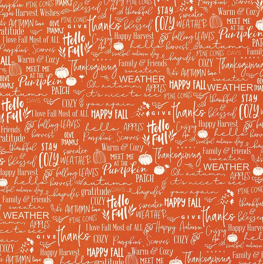 Thankful & Blessed Collection Hello Fall 12 x 12 Double-Sided Scrapbook Paper by Photo Play Paper - Scrapbook Supply Companies