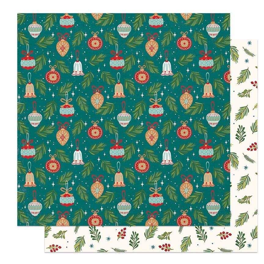 The North Pole Trading Co. Collection Trim The Tree 12 x 12 Double-Sided Scrapbook Paper by Photo Play Paper