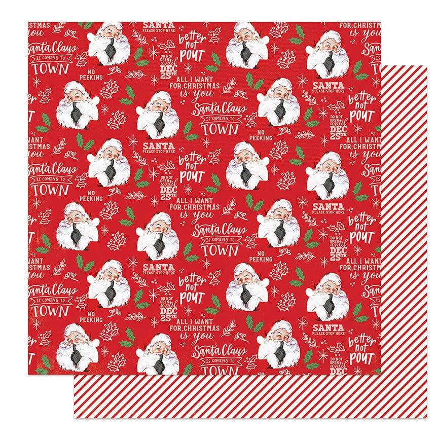 The North Pole Trading Co. Collection Better Not Pout 12 x 12 Double-Sided Scrapbook Paper by Photo Play Paper - Scrapbook Supply Companies