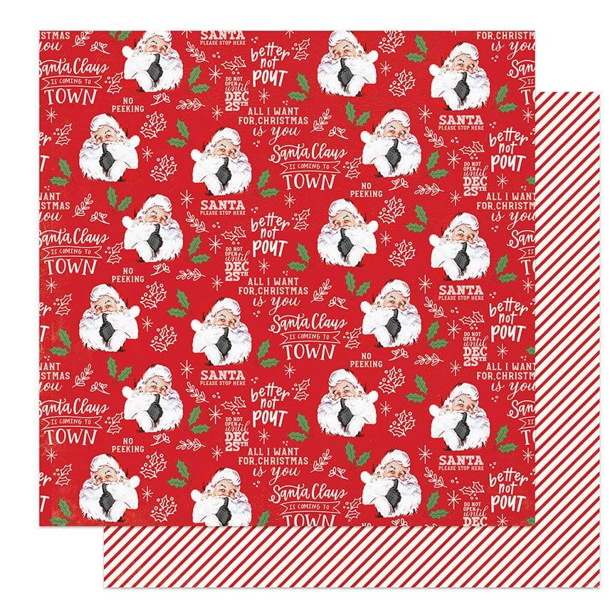 The North Pole Trading Co. Collection Better Not Pout 12 x 12 Double-Sided Scrapbook Paper by Photo Play Paper