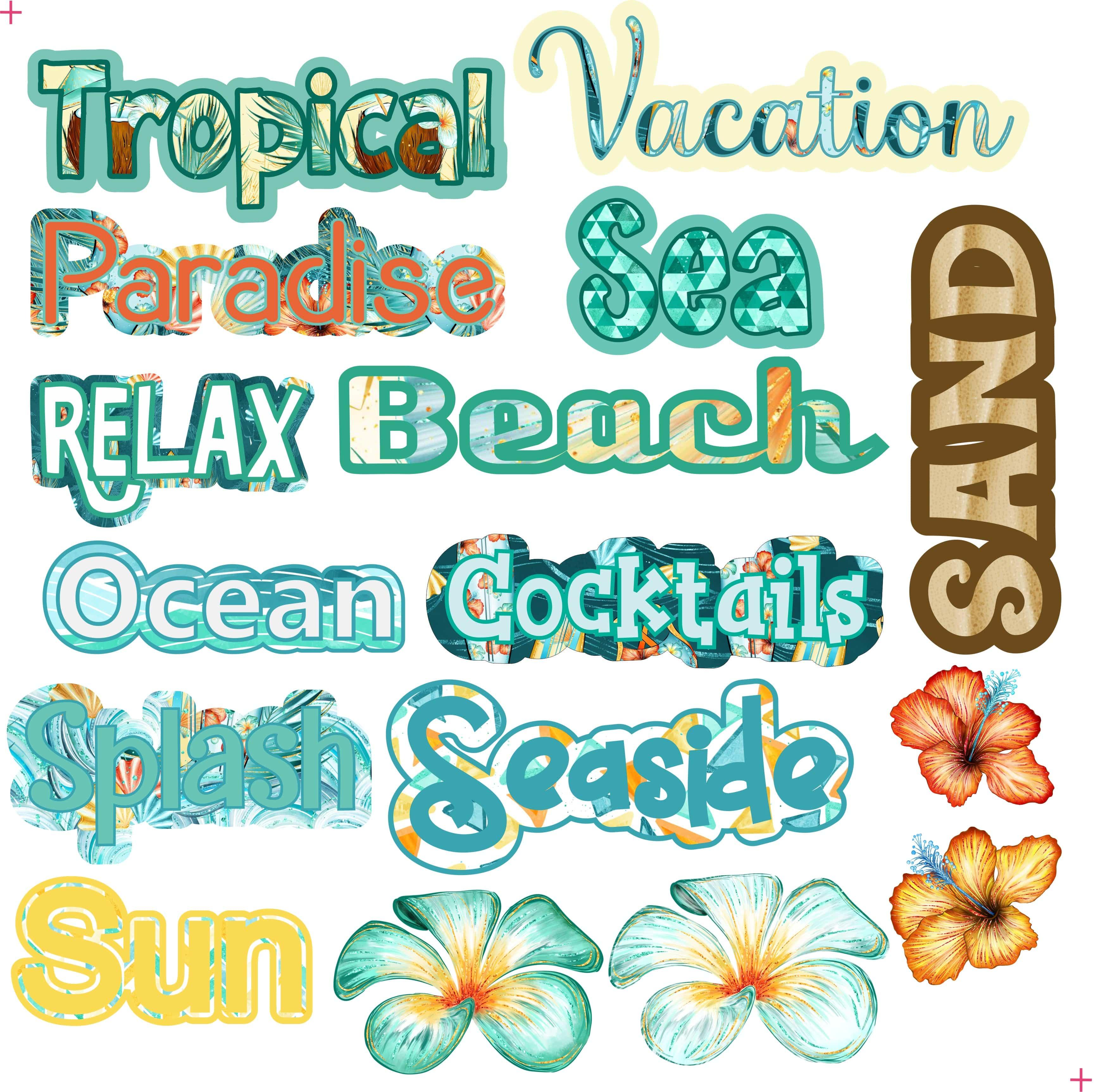  Tropics Collection Laser Cut Word Embellishments by SSC Designs - Scrapbook Supply Companies