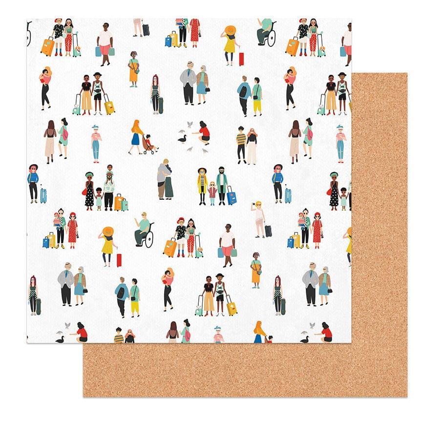 Time To Travel Collection Travelers 12 x 12 Double-Sided Scrapbook Paper by Photo Play Paper