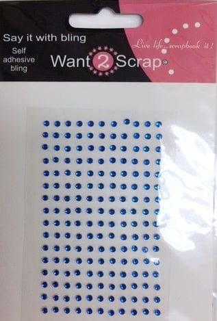 Say It With Bling Collection Self-Adhesive Teeny Tiny Royal Blue Rhinestone Scrapbook Bling by Want 2 Scrap - 176 Count - Scrapbook Supply Companies