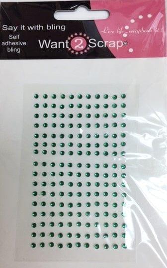 Say It With Bling Collection Self-Adhesive Teeny Tiny Green Rhinestone Scrapbook Bling by Want 2 Scrap - 176 Count - Scrapbook Supply Companies