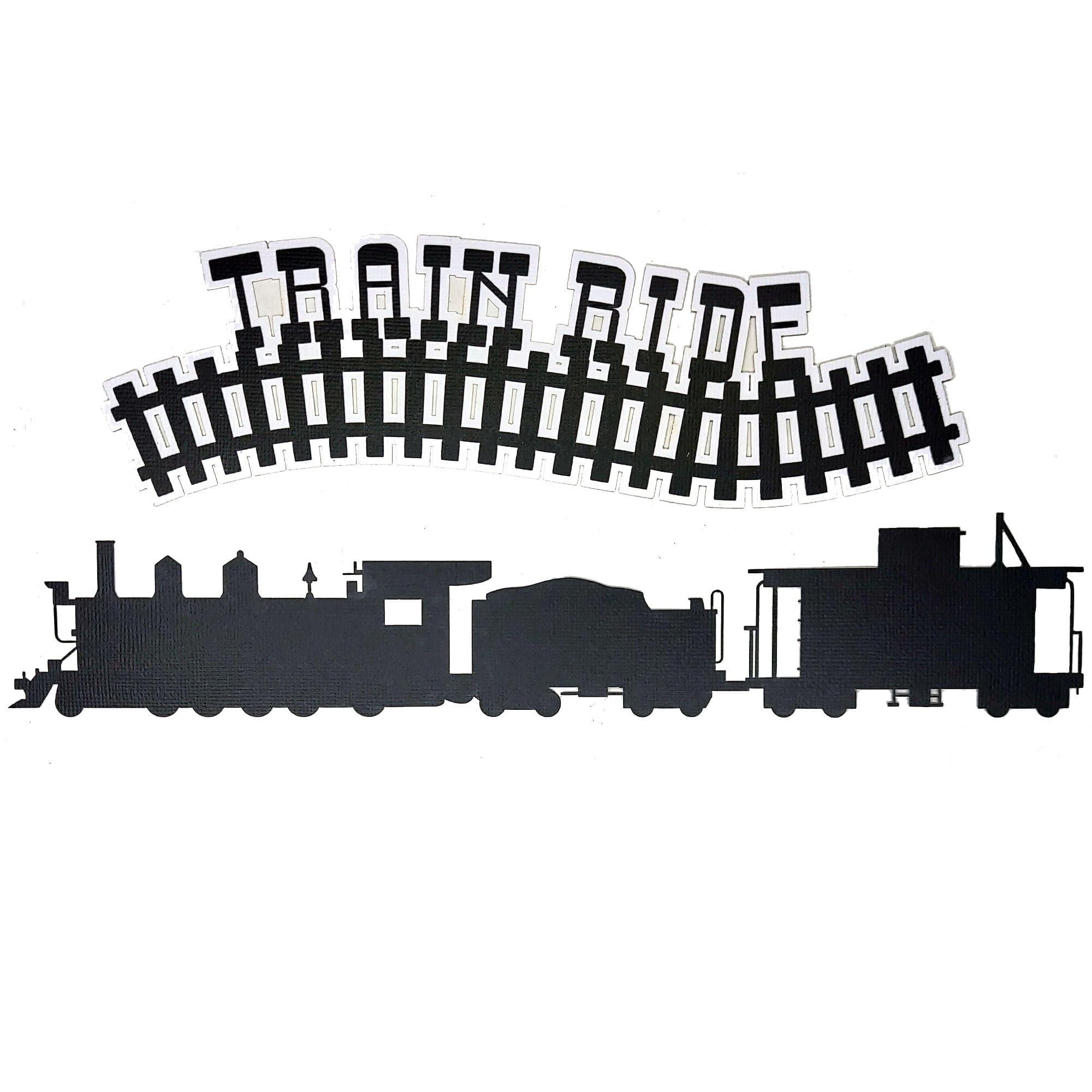 Train Ride Title and Train 4 x 12 (2)-Piece Set Fully-Assembled Laser Cut Scrapbook Embellishment by SSC Laser Designs