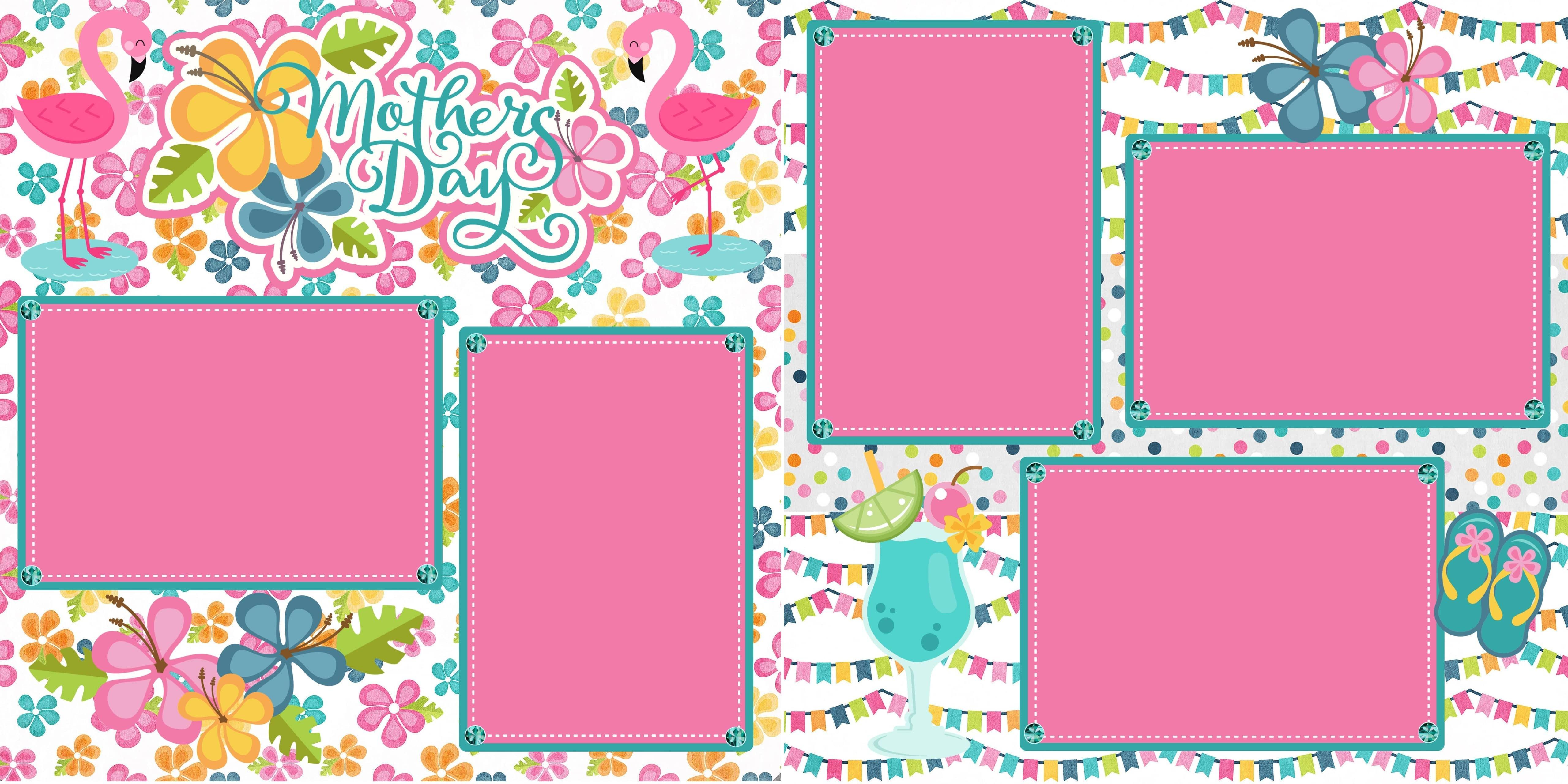Tropical Mother's Day (2) - 12 x 12 Premade, Printed Scrapbook Pages by SSC Designs