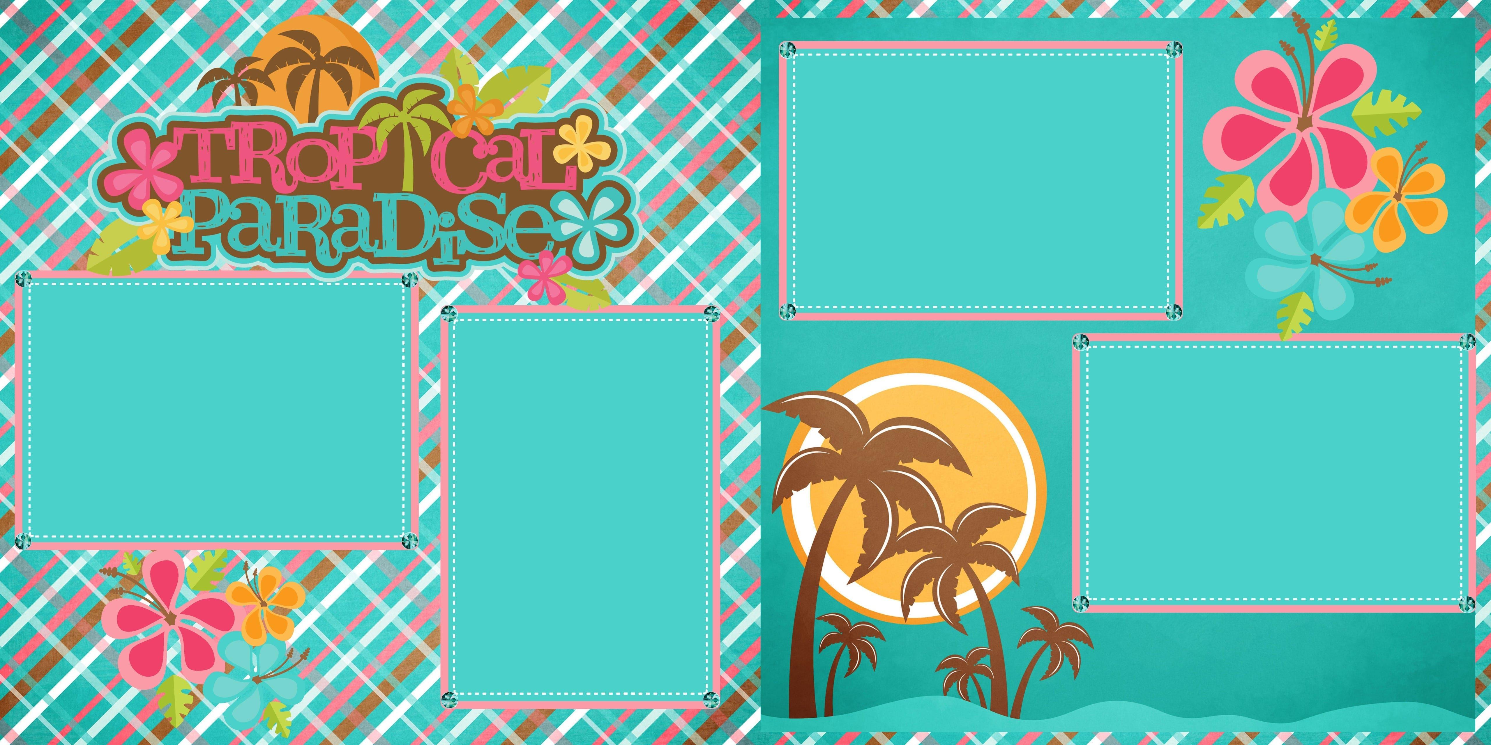 Tropical Paradise (2) - 12 x 12 Premade, Printed Scrapbook Pages by SSC Designs