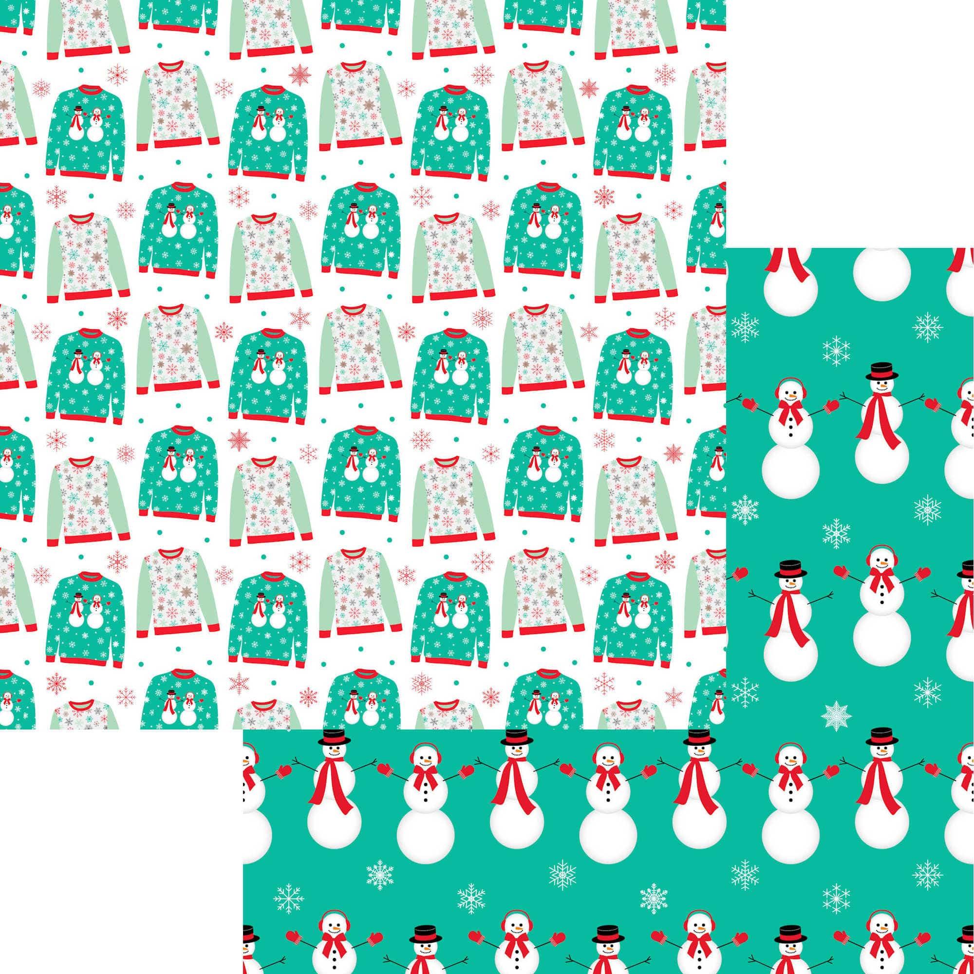 Ugly Christmas Sweater Collection Snowmen 12 x 12 Double-Sided Scrapbook Paper by SSC Designs