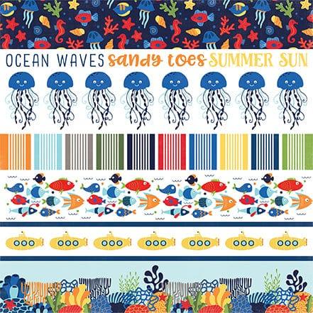 Under The Sea Collection Border Strips 12 x 12 Double-Sided Scrapbook Paper by Echo Park Paper - Scrapbook Supply Companies